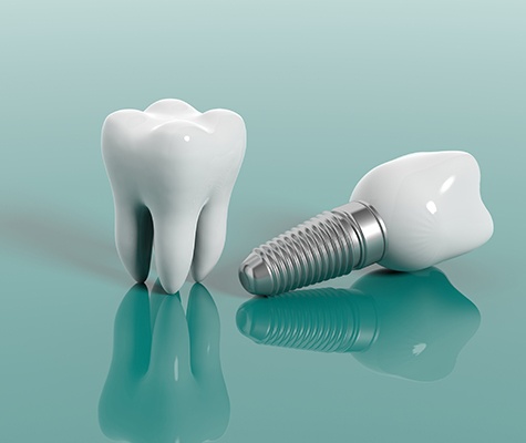 Animated tooth and dental implant supported dental crown