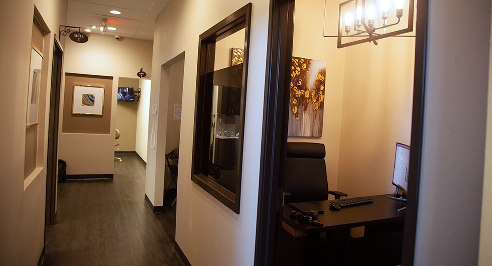 Hallway leading to dental treatment rooms