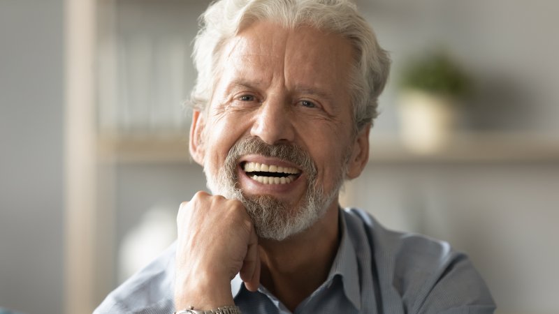 a man smiling with dentures in Lancaster