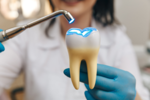 concept art showing a tooth being filled
