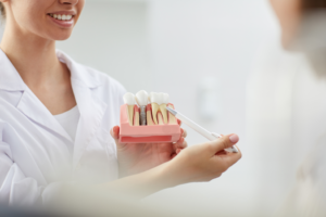 a patient attending their dental implant consultation