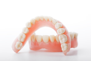 Set of dentures on a table