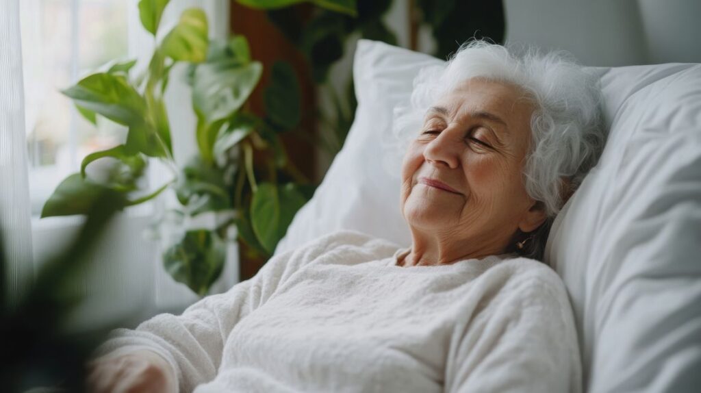 A woman resting after All-on-4 surgery